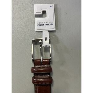 NEW Perry Ellis Portfolio Brown Genuine Leather Belt Size 30